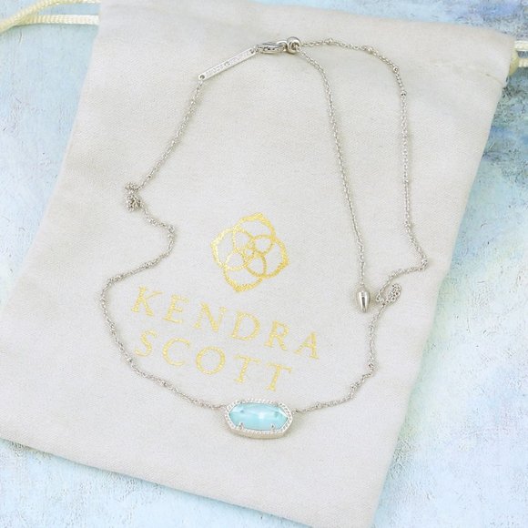 Kendra Scott Elisa Satellite Necklace Light Blue Illusion Silver Tone March - Picture 3 of 4